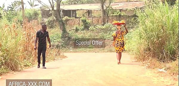 Black banana seller girl seduced for a hot sex